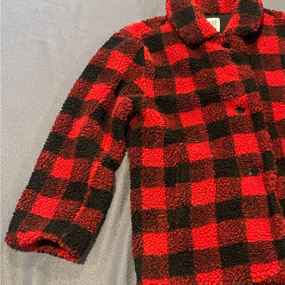 Gap kids sherpa plaid coat girls size‎ XL NWT red/black